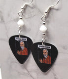 Dr. Freud Your Mom Guitar Pick Earrings with White Swarovski Crystals