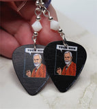 Dr. Freud Your Mom Guitar Pick Earrings with White Swarovski Crystals