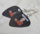 Dr. Freud Your Mom Guitar Pick Earrings with White Swarovski Crystals