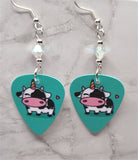 Cowicorn Guitar Pick Earrings with ABx2 Swarovski Crystals