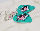 Cowicorn Guitar Pick Earrings with ABx2 Swarovski Crystals