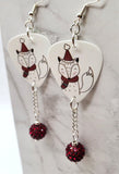 Woodland Creature Guitar Pick Earrings with Red Pave Bead Dangles