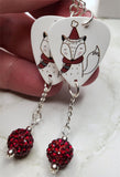Woodland Creature Guitar Pick Earrings with Red Pave Bead Dangles