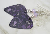 Occult Guitar Pick Earrings with Violet Opal Swarovski Crystals