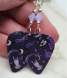 Occult Guitar Pick Earrings with Violet Opal Swarovski Crystals