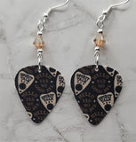 Ouija Board Planchettes Guitar Pick Earrings with Metallic Sunshine Swarovski Crystals