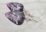 Black and Pink Dragonfly Guitar Pick Earrings with Pink Opal Swarovski Crystals