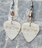 We The People Guitar Pick Earrings with Light Brown Swarovski Crystals