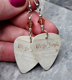 We The People Guitar Pick Earrings with Light Brown Swarovski Crystals