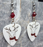 Woodland Creature Reindeer Guitar Pick Earrings with Red Swarovski Crystals