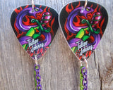 Tattoo Johnny Tattoo Style Purple and Green Snake Guitar Pick Earrings with Chain