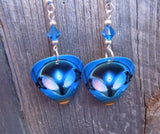 Alien Guitar Pick Earrings with Capri Blue Swarovski Crystals