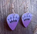 Purple with Black Crown Guitar Pick Earrings