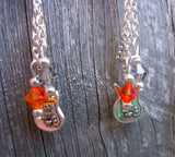 Guitar Fire and Ice Guitar Pick Earrings with Charm and Swarovski Crystal Dangles