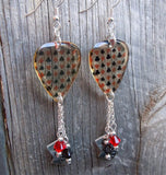 Card Suits Transparent Guitar Pick Earrings with Silver Charm and Swarovski Crystal Dangles