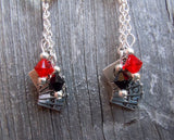 Card Suits Transparent Guitar Pick Earrings with Silver Charm and Swarovski Crystal Dangles