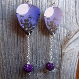 Spooky House Guitar Pick Earrings with Purple Pave Bead Dangles