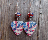 British Rock n Roll Guitar Pick Earrings with British Flag Pave Beads