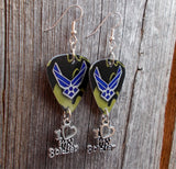Air Force Camo I Love My Soldier Guitar Pick Earrings