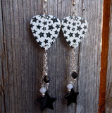 Black and White Starry Guitar Pick Earrings with Dangles