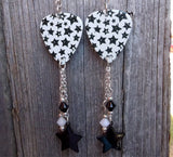 Black and White Starry Guitar Pick Earrings with Dangles