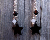 Black and White Starry Guitar Pick Earrings with Dangles