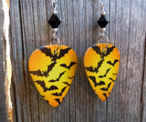 Flying Bats Guitar Pick Earrings with Black Swarovski Crystals