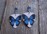 Blue Butterfly Guitar Pick Earrings with Capri Blue Swarovski Crystals