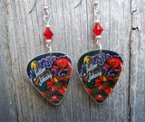 Tattoo Johnny Old School Tattoo Style Snake Guitar Pick Earrings with Red Swarovski Crystals