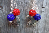 God Bless America Eagle American Flag Guitar Pick with Pave Bead Dangles