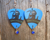 Grim Reaper Guitar Pick Earrings with Blue Crystal Charms