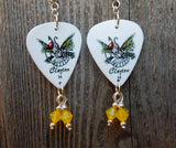 Wasp Guitar Pick Earrings with Yellow Opal Swarovski Crystals