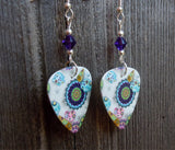 Under The Sea Design Guitar Pick Earrings with Purple Swarovski Crystals