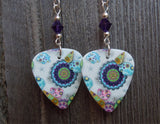 Under The Sea Design Guitar Pick Earrings with Purple Swarovski Crystals