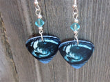 Slate Blue Eyes Guitar Pick Earrings with Turquoise Swarovski Crystals
