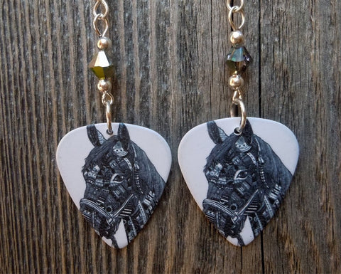 Horse Guitar Pick Earrings with Vitrail Swarovski Crystals