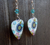 Under The Sea Design Guitar Pick Earrings with Blue Swarovski Crystals