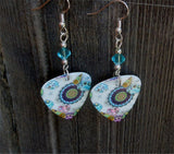 Under The Sea Design Guitar Pick Earrings with Blue Swarovski Crystals