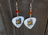 Monster Fish Guitar Pick Earrings with Orange Swarovski Crystals