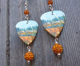 Paul Cezanne Bords d'une rivière (Riverbanks) Guitar Pick Earrings with Orange Pave Beads