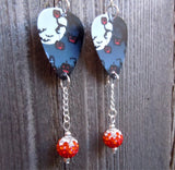 Jack o Lantern Tree Guitar Pick Earrings with Orange Ombre Pave Bead Dangles