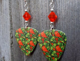 Beautiful Berries. Flowers and Vines Guitar Pick Earrings with Hyacinth Crystals