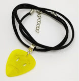 Frowny Face Emoji Cut Out Guitar Pick with Black Suede Cord Necklace