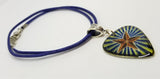 Star on A Transparent Guitar Pick Necklace on Rolled Blue Cord