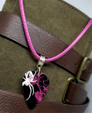 Spider Guitar Pick on a Hot Pink Rolled Cord Necklace