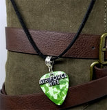 Air Force Wife Charm on Camo Guitar Pick Necklace with Black Suede Cord