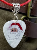 Santa Claus Guitar Pick Necklace on Red Rolled Cord