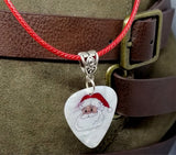 Santa Claus Guitar Pick Necklace on Red Rolled Cord