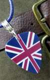 British Flag Union Jack Guitar Pick Necklace with Rolled Blue Cord