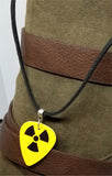 Nuclear Symbol Guitar Pick Necklace on Black Suede Cord